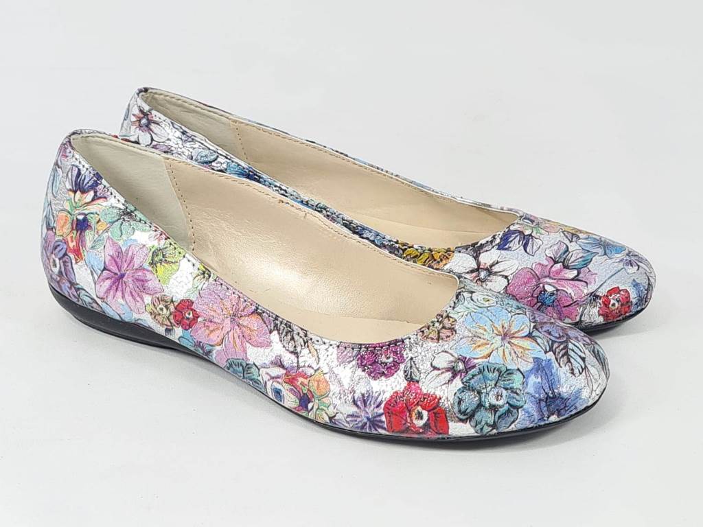 Balerini dama piele argintiu floral Alma biashoes.ro imagine reduceri